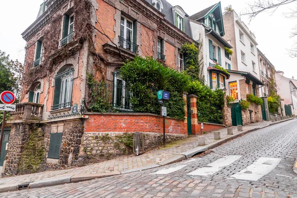 Paris França Janeiro 2022 Vista Rua Montmartre Dos Bairros Mais — Fotografia de Stock