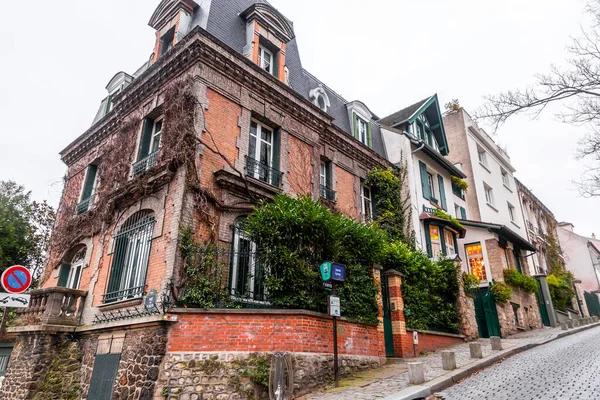 Paris França Janeiro 2022 Vista Rua Montmartre Dos Bairros Mais — Fotografia de Stock