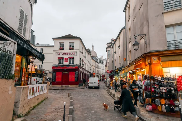 Paris França Janeiro 2022 Vista Rua Montmartre Dos Bairros Mais — Fotografia de Stock