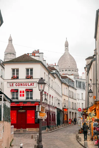 Париж Франция Января 2022 Года Вид Улицы Монмартра Одного Самых — стоковое фото