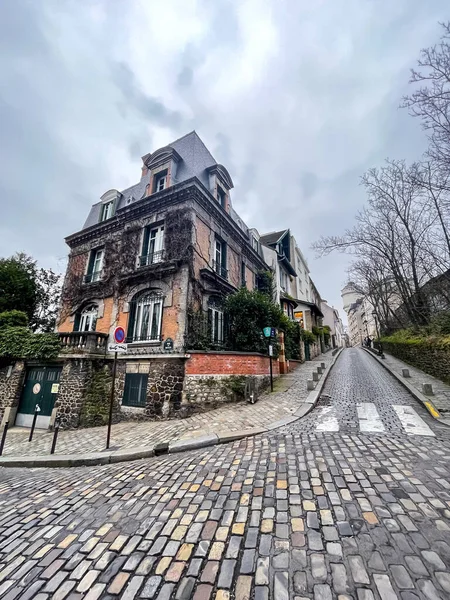 Paris Frankrike Januari 2022 Street View Montmartre Mest Pulserande Och — Stockfoto