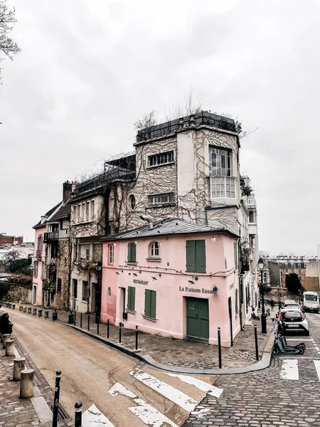 Párizs Franciaország Január 2022 Street View Montmartre Egyik Legélénkebb Legnépszerűbb — Stock Fotó