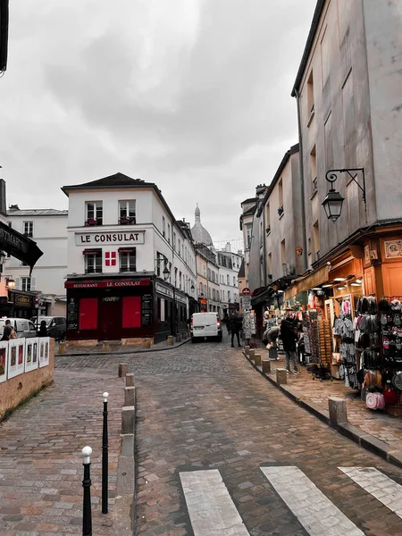 París Francia Enero 2022 Vista Calle Desde Montmartre Uno Los — Foto de Stock