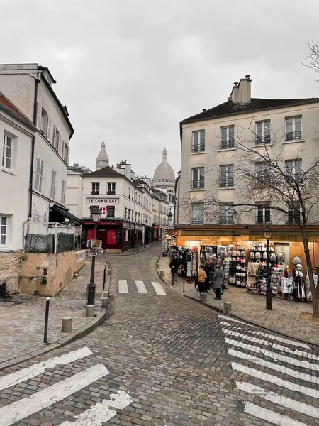 Paris Frankreich Januar 2022 Straßenansicht Vom Montmartre Einem Der Lebendigsten — Stockfoto