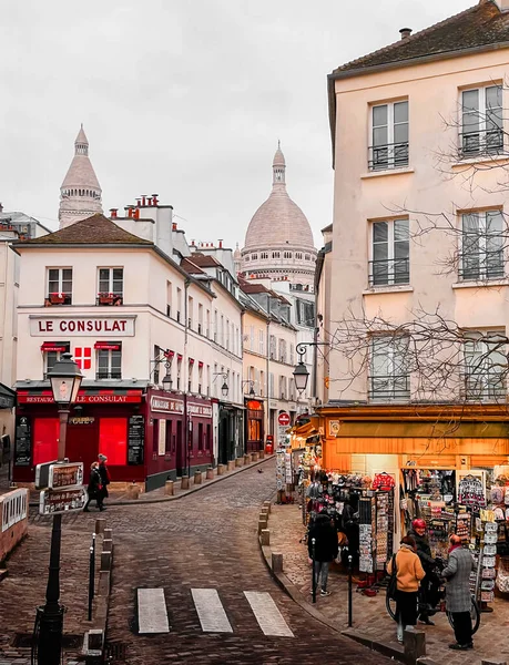 Paris Frankreich Januar 2022 Straßenansicht Vom Montmartre Einem Der Lebendigsten — Stockfoto