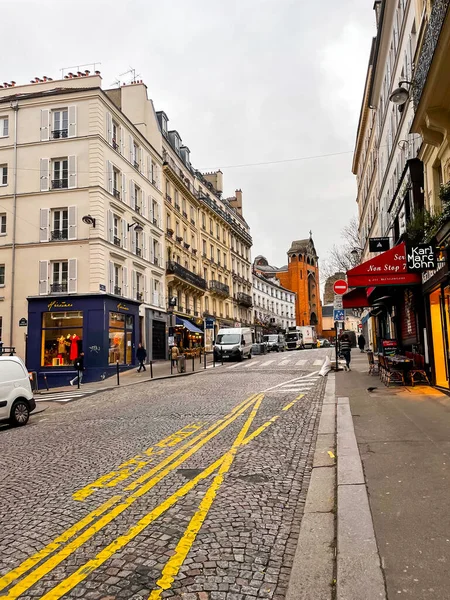 Paris França Janeiro 2022 Vista Rua Montmartre Dos Bairros Mais — Fotografia de Stock