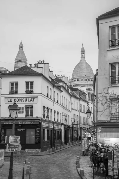 Parigi Francia Gennaio 2022 Vista Sulla Strada Montmartre Uno Dei — Foto Stock