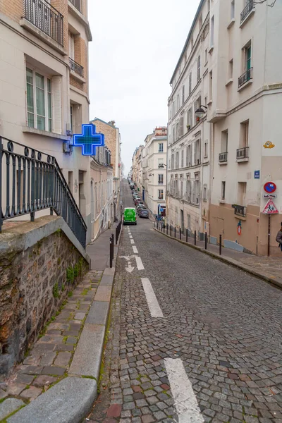 Paris Frankrike Januari 2022 Street View Montmartre Mest Pulserande Och — Stockfoto