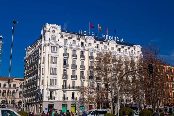 Madryt Hiszpania Feb 2022 Widok Zewnątrz Hotel Mediodia Atocha Madryt — Zdjęcie stockowe