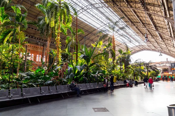 stock image Madrid, Spain-FEB 17, 2022: Interior view from the Puerta de Atocha central railway station in Madrid, the capital of Spain.