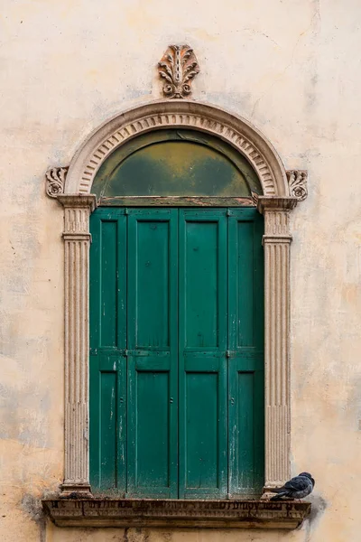 Fenêtre Classique Avec Volets Verts Padoue Vénétie Italie — Photo