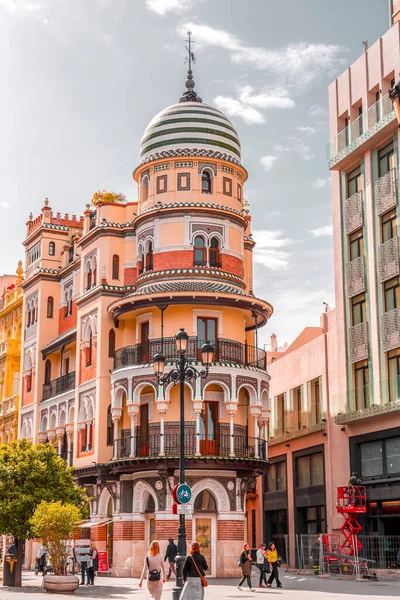 Sevilla Spain Feb 2022 Adriatica Building Avenida Constitucion Sevilla Designed — Stock Photo, Image