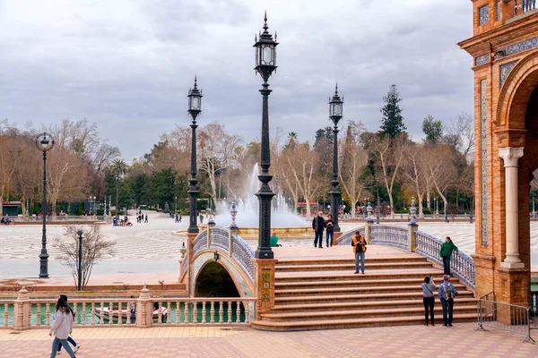 Seville Spain Feb 2022 Plaza Espana Square Parque Maria Luisa — Fotografia de Stock