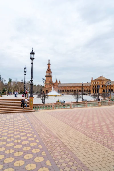Sevilla Spanien Februar 2022 Plaza Espana Ist Ein Platz Parque — Stockfoto
