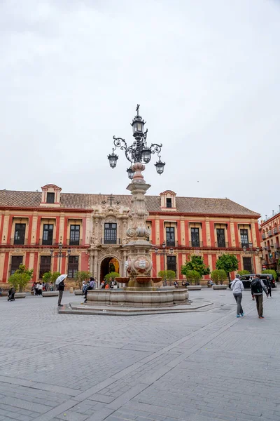 Seville Spain Feb 2022 Ornate Fountain Lantern Tower Next Sevilla — Fotografia de Stock