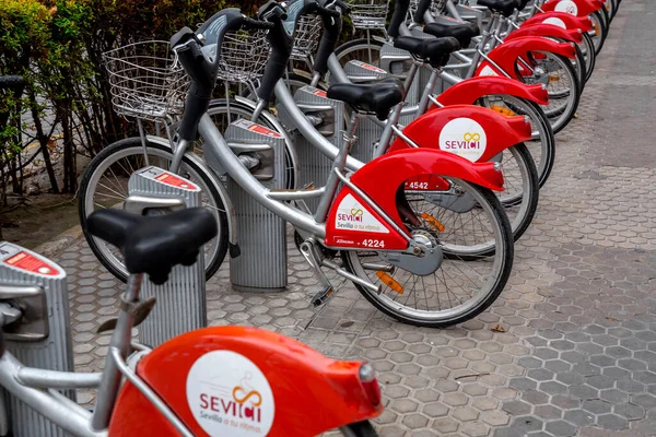 Seville Spain Feb 2022 Public Shared Bikes Parked Station Seville — Stockfoto