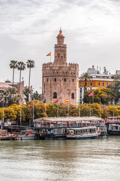 Seville Spain Feb 2022 Torre Del Oro Tower Gold Dodecagonal — Fotografia de Stock