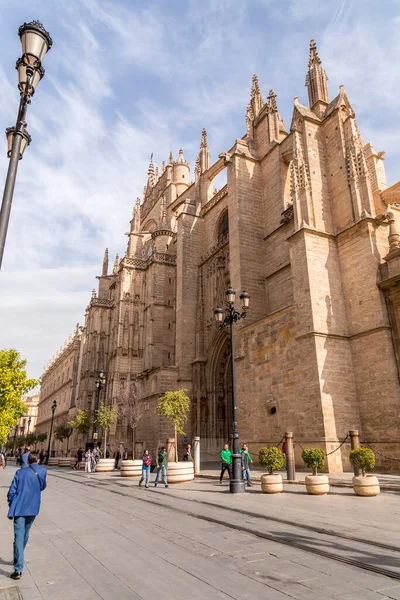 stock image Seville, Spain-FEB 24, 2022: The Cathedral of Saint Mary of the See, Catedral de Santa Maria de la Sede, or the Seville Cathedral is a Roman Catholic cathedral in Seville, Spain