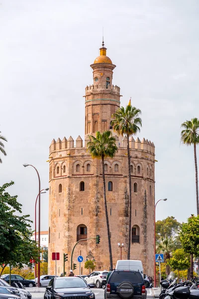 Sevilla Španělsko Feb 2022 Torre Del Oro Věž Zlata Dodekagonální — Stock fotografie