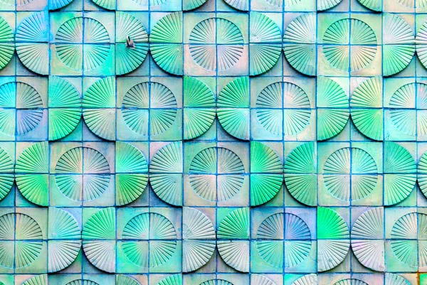 Mid Century Modern Style Tiled Wall Half Circle Decorations Architectural — Stock Photo, Image