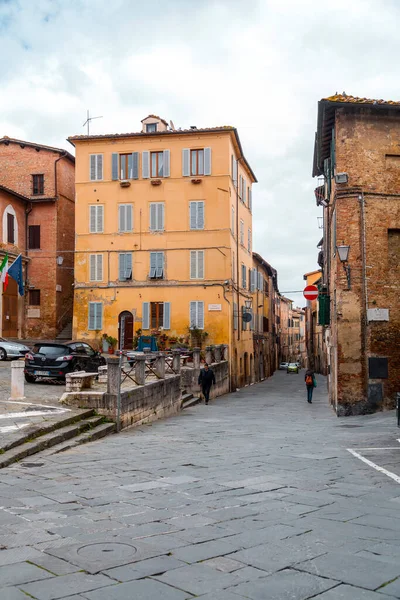 Siena Italien April 2022 Generische Architektur Und Straßenansicht Der Historischen — Stockfoto