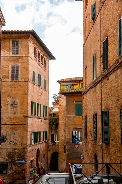 Siena Italien April 2022 Generische Architektur Und Straßenansicht Der Historischen — Stockfoto