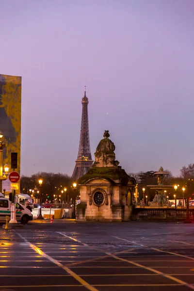 Paris France Jan 2022 Iconic Eiffel Tower Dramatic Morning Light — Stock Photo, Image