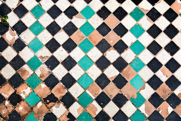 Fragment Andalusian Glazed Ceramic Tiled Wall Close Texture Background — Stock Fotó