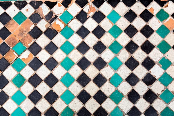 Fragment Andalusian Glazed Ceramic Tiled Wall Close Texture Background — Stock Fotó