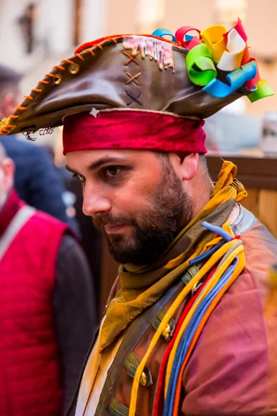 Malaga Spain Feb 2022 People Celebrating Malaga Carnival Costumes Confettis — Zdjęcie stockowe