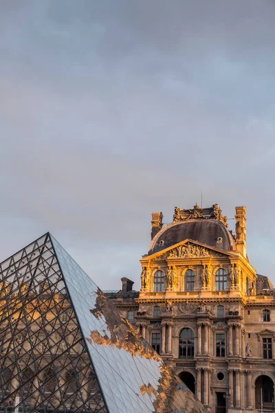 Paris France Jan 2022 Glass Pyramid Louvre Museum Main Entrance — Foto de Stock