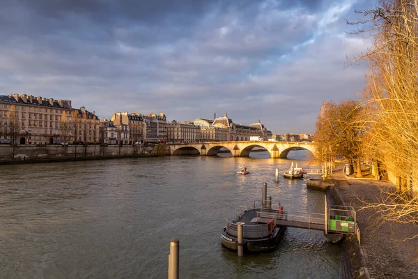 Paris France January 2022 Buildings Typical French Architecture Seine River — Foto Stock
