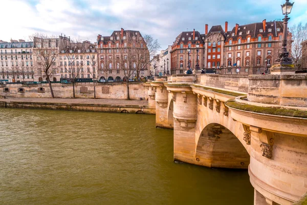 Paris France January 2022 Buildings Typical French Architecture Seine River — Foto Stock