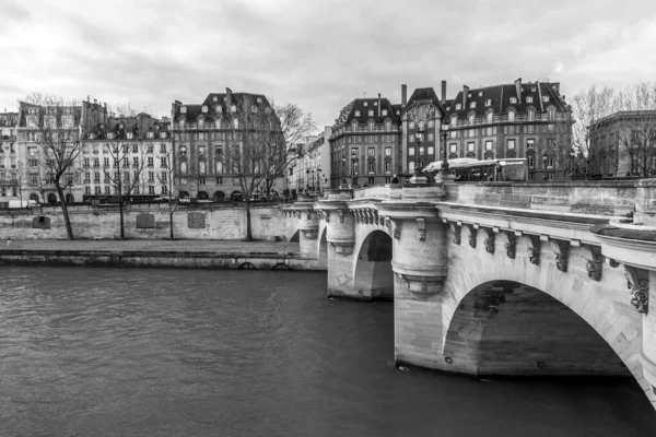 Paris France January 2022 Buildings Typical French Architecture Seine River — Fotografia de Stock