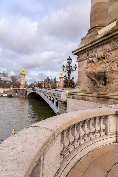 Paris France January 2022 Pont Alexandre Iii Deck Arch Bridge — Stock Photo, Image