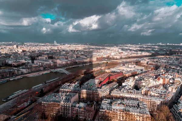 Paris França Janeiro 2022 Vista Aérea Paris Capital Francesa Topo — Fotografia de Stock