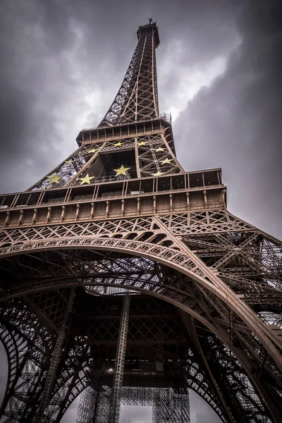 Párizs Franciaország Jan 2022 Részlet Ikonikus Eiffel Toronyból Kovácsoltvas Rácstorony — Stock Fotó