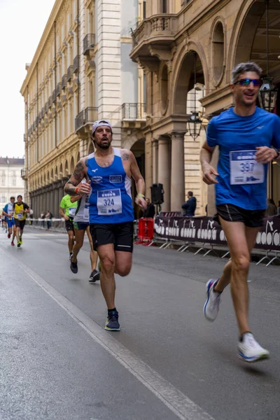 Turin Italy March 2022 Competitors Running Turin Half Marathon Held — стоковое фото