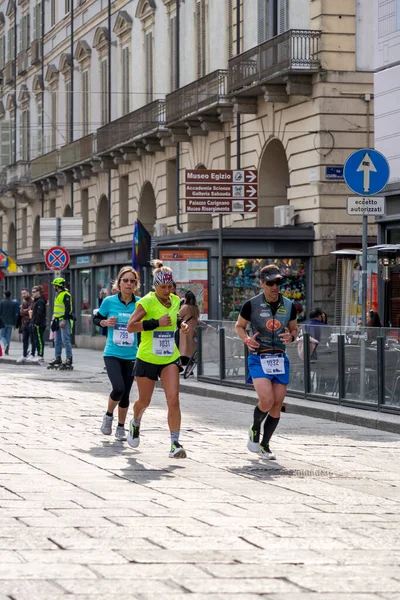 Turin Italy March 2022 Competitors Running Turin Half Marathon Held — стоковое фото