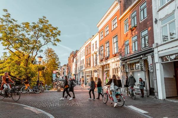Utrecht Oct 2021 Utcai Kilátás Hagyományos Holland Épületek Utrecht Város — Stock Fotó