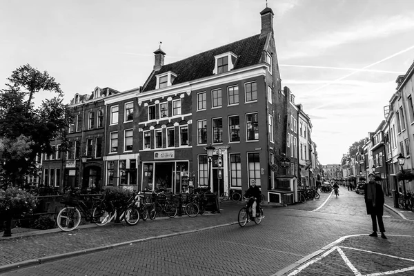 Utrecht Oct 2021 Street View Traditional Dutch Building Historic Center — 스톡 사진