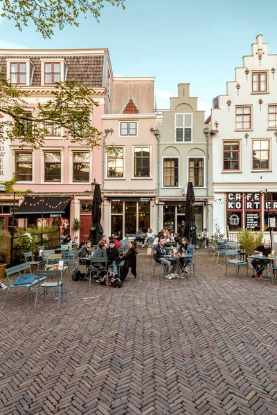 Utrecht Oct 2021 Gateutsikt Tradisjonelle Nederlandske Bygninger Det Historiske Sentrum – stockfoto