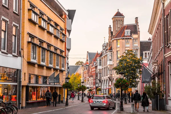 Utrecht Ottobre 2021 Vista Sulla Strada Edifici Tradizionali Olandesi Nel — Foto Stock