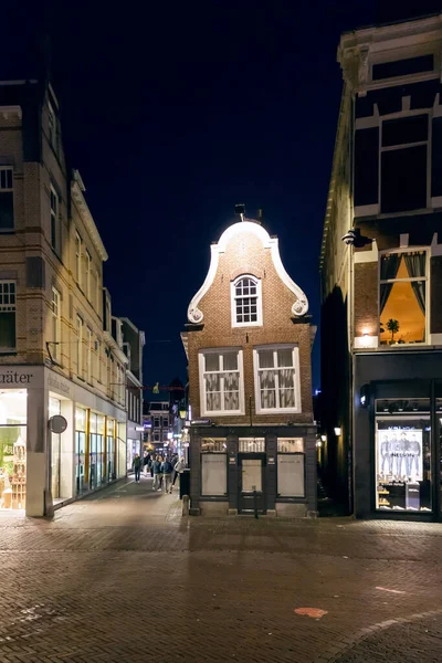 Utrecht Oct 2021 Street View Night Traditional Dutch Buildings Historic — Foto de Stock