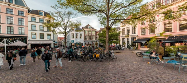 Utrecht Ptu 2021 Vista Rua Edifícios Tradicionais Holandeses Centro Histórico — Fotografia de Stock