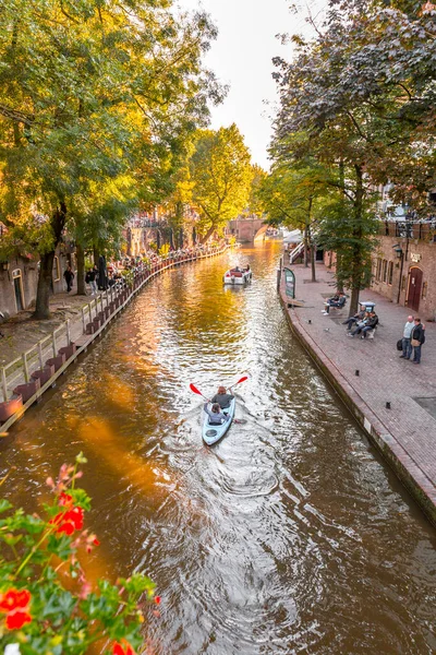 Utrecht Ottobre 2021 Edifici Tradizionali Olandesi Vista Sulla Strada Intorno — Foto Stock