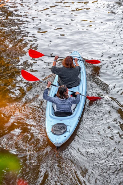 Canoeists Paddling Oudegracht Utrecht Netherlands — Fotografia de Stock