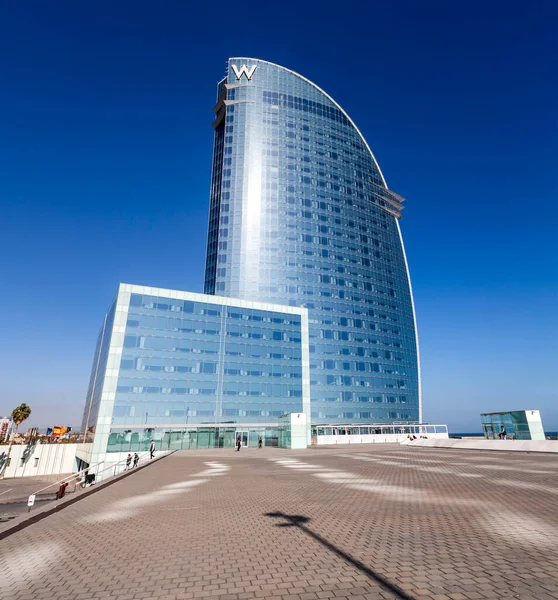 Barcelona Spanya Şubat 2022 Barceloneta Sahili Ndeki Teh Hotel Barcelona — Stok fotoğraf