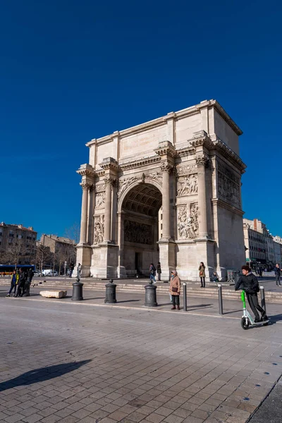 Marseille France January 2022 Triumphal Arch Porte Aix Place Jules — Photo