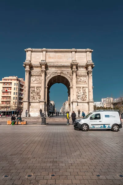 Marseille France January 2022 Triumphal Arch Porte Aix Place Jules — Photo